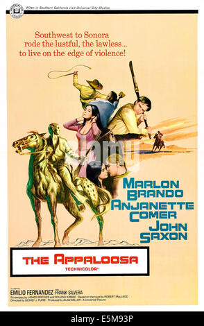 THE APPALOOSA, girl in center: Anjanette Comer; man on right: Marlon Brando; kissing on bottom, from left: Anjanette Comer, Stock Photo