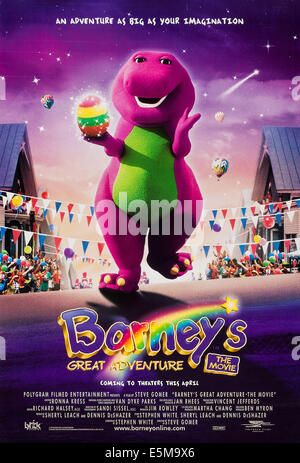 BARNEY'S GREAT ADVENTURE, (aka BARNEY'S GREAT ADVENTURE: THE MOVIE), US poster art, Barney, 1998. ©Polygram Filmed Stock Photo