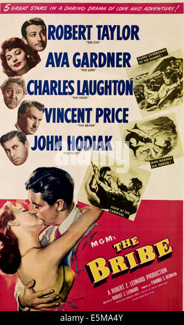 THE BRIBE, from top, Robert Taylor, Ava Gardner, Charles Laughton, Vincent Price, John Hodiak, 1949 Stock Photo