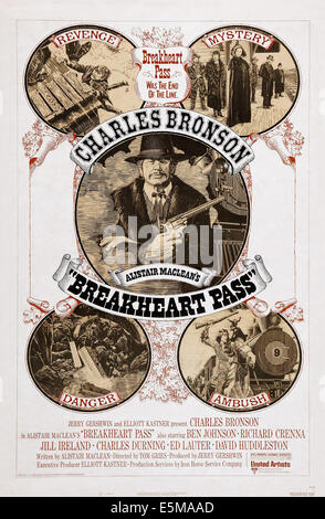 BREAKHEART PASS, center: Charles Bronson on poster art, 1975. Stock Photo