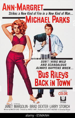 BUS RILEY'S BACK IN TOWN, l-r: Ann-Margret, Michael Parks on poster art, 1965. Stock Photo