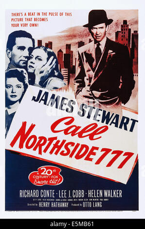 CALL NORTHSIDE 777, US poster, top from left: Richard Conte, Betty Garde, James Stewart, Helen Walker (bottom), 1948, TM & Stock Photo