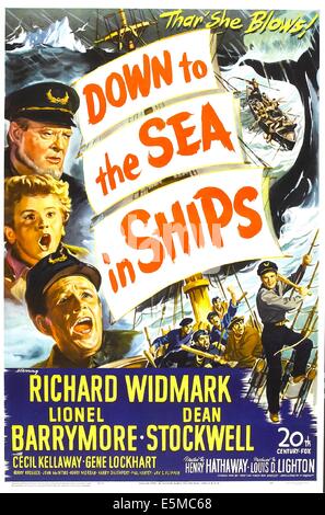 DOWN TO THE SEA IN SHIPS, US poster, left from top: Lionel Barrymore, Dean St  ockwell, Richard Widmark, 1949. TM & Copyright © Stock Photo