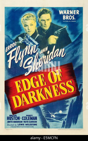 EDGE OF DARKNESS, Ann Sheridan, Errol Flynn, 1-sheet poster art, 1943. Stock Photo