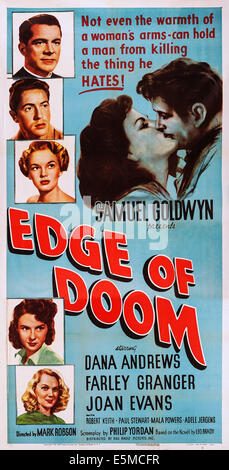 EDGE OF DOOM, US poster, left from top: Dana Andrews, Farley Granger, Joan Evans, Mala Powers, Adele Jergens, center from left: Stock Photo