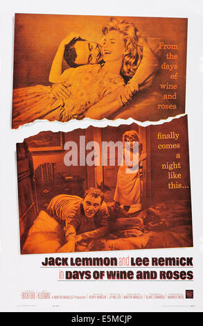 DAYS OF WINE AND ROSES, top and bottom l-r: Jack Lemmon, Lee Remick on poster art, 1962. Stock Photo