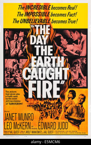 THE DAY THE EARTH CAUGHT FIRE, Leo McKern in collage, bottom l-r: Janet Munro, Edward Judd on poster art, 1961. Stock Photo