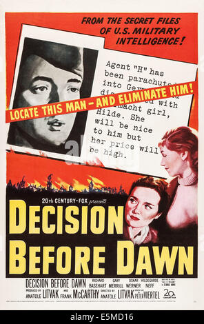 DECISION BEFORE DAWN, top: Oskar Werner, bottom: Hildegard Knef on poster art, 1951, TM and Copyright ©20th Century Fox Film Stock Photo