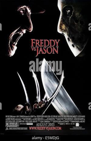 FREDDY VS. JASON, US advance poster art, from left: Robert Englund, Ken Kirzinger, 2003. © New Line/ Courtesy Everett Collection Stock Photo