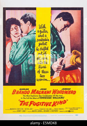 THE FUGITIVE KIND, US poster art, from left: Anna Magnani, Marlon Brando, Joanne Woodward, 1959 Stock Photo