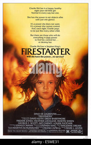 FIRESTARTER, Drew Barrymore on poster art, 1984, ©Universal Pictures/courtesy Everett Collection Stock Photo