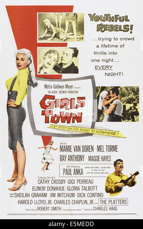 GIRLS TOWN, US poster, Mamie Van doren (left), Paul Anka (bottom), 1959 Stock Photo