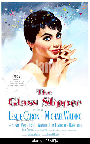 THE GLASS SLIPPER, US poster, Leslie Caron on poster art, 1955 Stock Photo