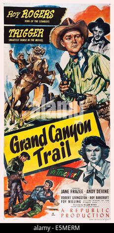 GRAND CANYON TRAIL, US poster, top from left: Trigger, Roy Rogers, Andy Devine, 1948 Stock Photo