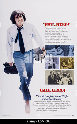 HAIL, HERO!, US poster art, middle row inserts, from left: Teresa Wright, Michael Douglas, Arthur Kennedy, 1969 Stock Photo