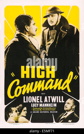 HIGH COMMAND, US poster art, Lionel Atwill, (top right), Lucy Mannheim, (bottom, second left), 1938 Stock Photo