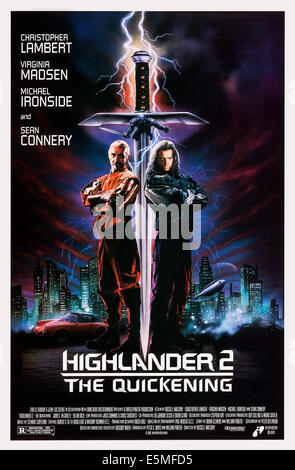 HIGHLANDER II: THE QUICKENING, US poster art, from left: Sean Connery, Christopher Lambert, 1991. ©Interstar/courtesy Everett Stock Photo