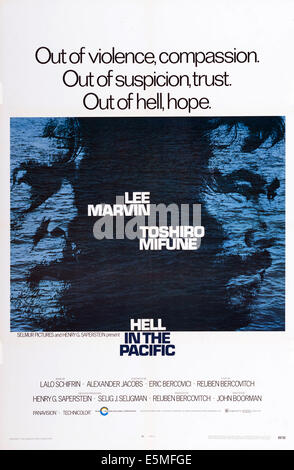 HELL IN THE PACIFIC, US poster art, from left: Lee Marvin, Toshiro Mifune, 1968 Stock Photo