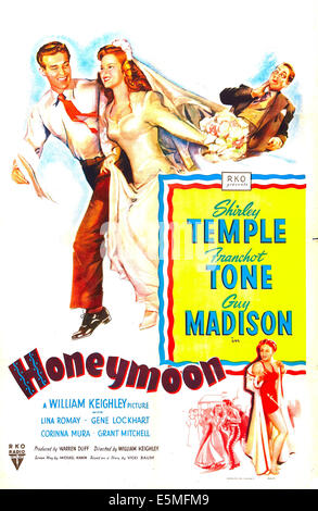 HONEYMOON, US poster, top from left: Guy Madison, Shirley Temple, Franchot Tone, bottom right: Lina Romay, 1947 Stock Photo