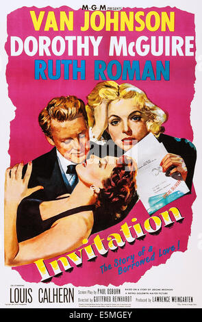 INVITATION, US poster, from left: Van Johnson, Ruth Roman, Dorothy McGuire, 1952 Stock Photo