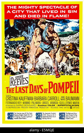 THE LAST DAYS OF POMPEII, (aka GLI ULTIMI GIORNI DI POMPEI), l-r: Christine Kaufmann, Steve Reeves on US poster art, 1959 Stock Photo