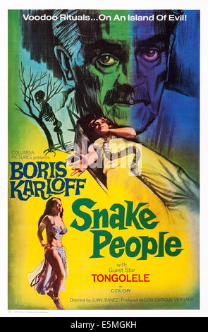 SNAKE PEOPLE, (aka ISLE OF THE SNAKE PEOPLE, aka LA MUERTE VIVIENTE), US poster, Boris Karloff (top), 1971 Stock Photo