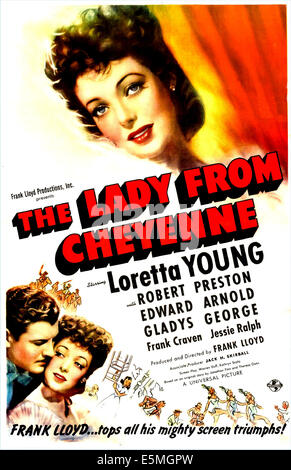 THE LADY FROM CHEYENNE, US poster, Loretta Young (top), bottom left: Robert Preston, Loretta Young, 1941 Stock Photo