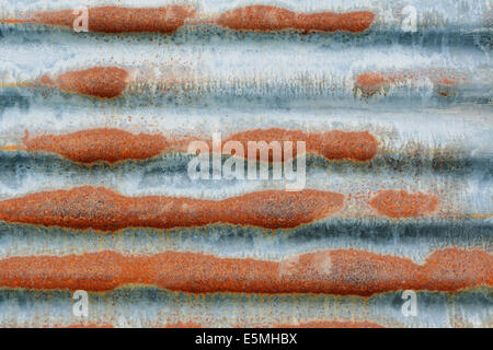 Rusty corrugated iron sheet as abstract horizontal background texture Stock Photo