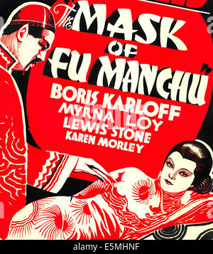 THE MASK OF FU MANCHU, from left on US poster art: Boris Karloff, Myrna Loy, 1932 Stock Photo