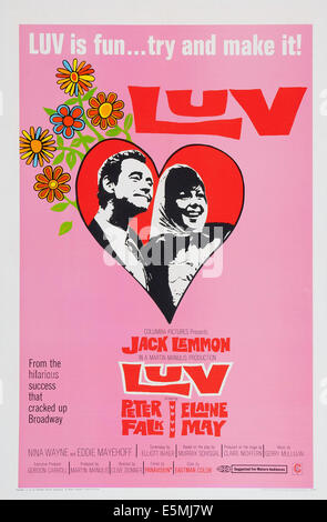 LUV, l-r: Jack Lemmon, Elaine May on poster art, 1967 Stock Photo