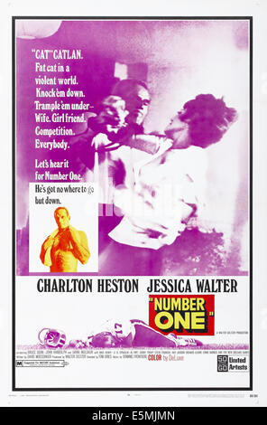 NUMBER ONE, US poster, from left: Charlton Heston, Jessica Walter, inset photo: Charlton Heston, 1969 Stock Photo