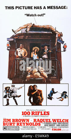 100 RIFLES, US poster art, top from left: Jim Brown, Raquel Welch, Burt Reynolds, 1969. TM & Copyright ©20th Century Fox Film Stock Photo