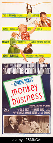 MONKEY BUSINESS, US poster art, from top: Cary Grant, Ginger Rogers, Marilyn Monroe, Cary Grant, Charles Coburn; bottom, from Stock Photo