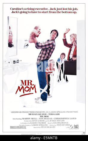 MR. MOM, US poster, from left: Michael Keaton, Taliesin jaffe, Frederick Koehler, Teri Garr, 1983, TM & Copyright © 20th Stock Photo