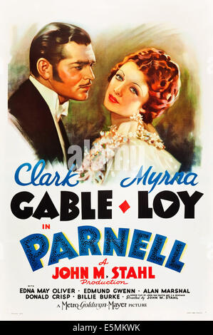 PARNELL, US poster art, from left: Clark Gable, Myrna Loy, 1937 Stock Photo