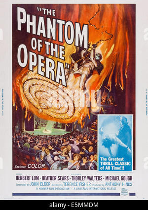 THE PHANTOM OF THE OPERA, top and bottom right: Herbert Lom, bottom left: Heather Sears on poster art, 1962. Stock Photo