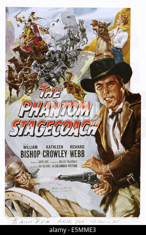 THE PHANTOM STAGECOACH, US poster, right from top: Kathleen Crowley, William Bishop, 1957 Stock Photo