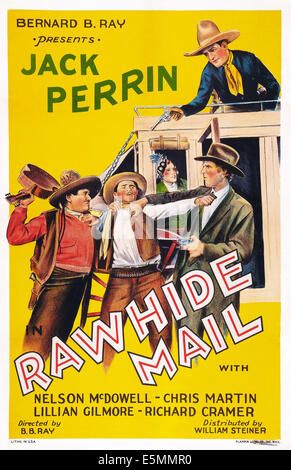 RAWHIDE MAIL, US poster, Jack Perrin (top), 1934 Stock Photo