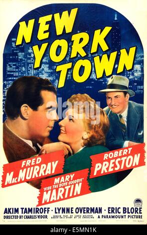 NEW YORK TOWN, US poster, from left: Fred MacMurray, Mary Martin, Robert Preston, 1941 Stock Photo