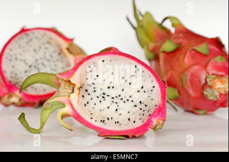 Red Dragon Fruit or Red Pitahaya (Hylocereus undatus) Stock Photo