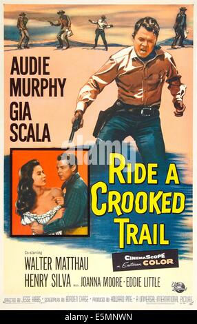 RIDE A CROOKED TRAIL, US poster art, insert: Gia Scala, Audie Murphy, 1958. Stock Photo