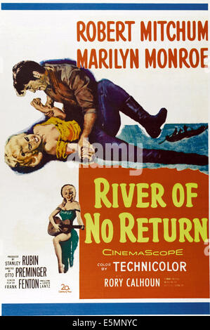 RIVER OF NO RETURN, from left: Marilyn Monroe, Robert Mitchum, 1954, TM and Copyright ©20th Century Fox Film Corp. All rights Stock Photo