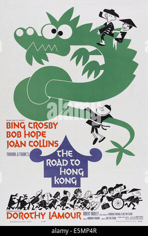 THE ROAD TO HONG KONG, US poster, top from left: Bing Crosby, Joan Collins, Bob Hope (holding tail), 1962 Stock Photo