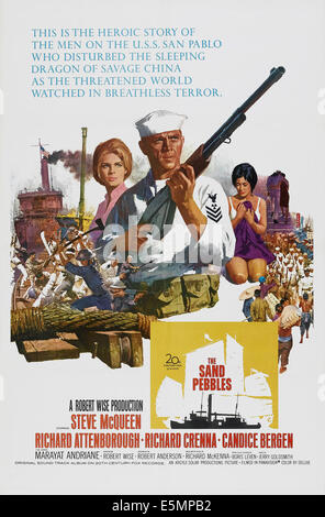 THE SAND PEBBLES, l-r: Candice Bergen, Steve McQueen, Marayat Andriane on poster art, 1966, TM and Copyright ©20th Century Fox Stock Photo