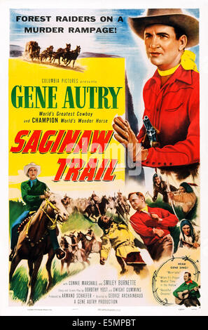 SAGINAW TRAIL, US poster, Gene Autry (top right), 1953 Stock Photo