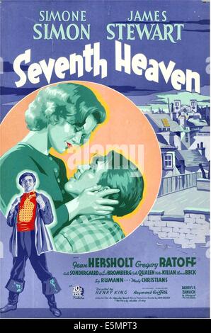 SEVENTH HEAVEN, foreground: James Stewart, background from left: Simone Simon, James Stewart, 1937, TM and Copyright ©20th Stock Photo