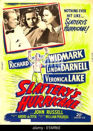 SLATTERY'S HURRICANE, US poster, from left: Richard Widmark, Veronica Lake, Linda Darnell, 1949. TM and Copyright © 20th Stock Photo