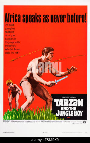 TARZAN AND THE JUNGLE BOY, US poster art, from left: Ron Gans, Mike Henry, 1968 Stock Photo
