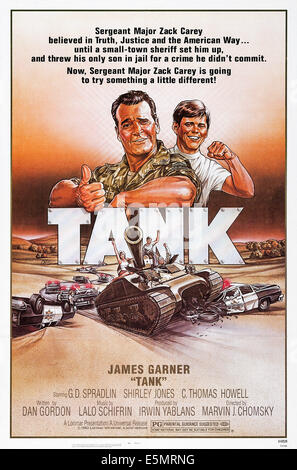 TANK, US poster, from left: James Garner, C. Thomas Howell, 1984, © Universal/courtesy Everett Collection Stock Photo