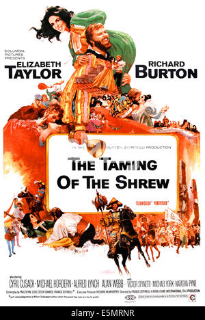 THE TAMING OF THE SHREW, top, from left: Elizabeth Taylor, Richard Burton, 1967 Stock Photo